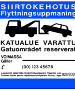 Kyltti katualue varattu KV, teräspylväs, betoniporsas